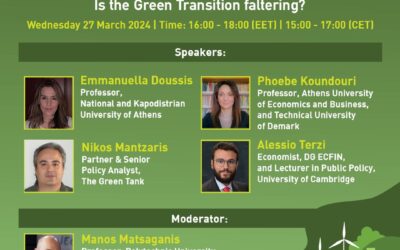 Is the Green Transition faltering? Tavola rotonda coordinata da Manos Matsaganis il 27 marzo